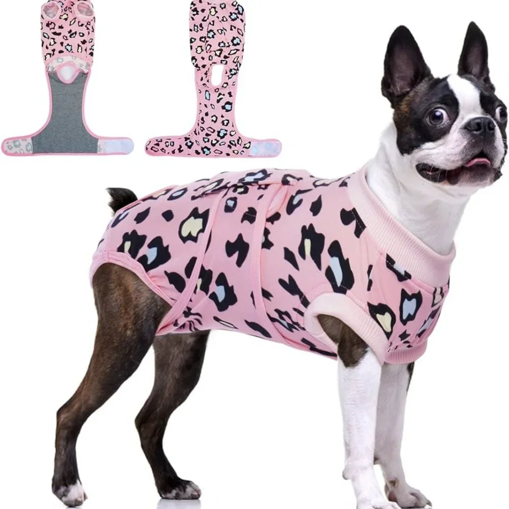 FUAMEY Dog Recovery Suit,Pet Body Suits After Surgery,Lepard Printed Spay Suit